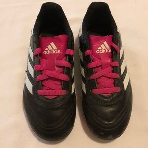Adidas Girl’s pink and black cleats size 11